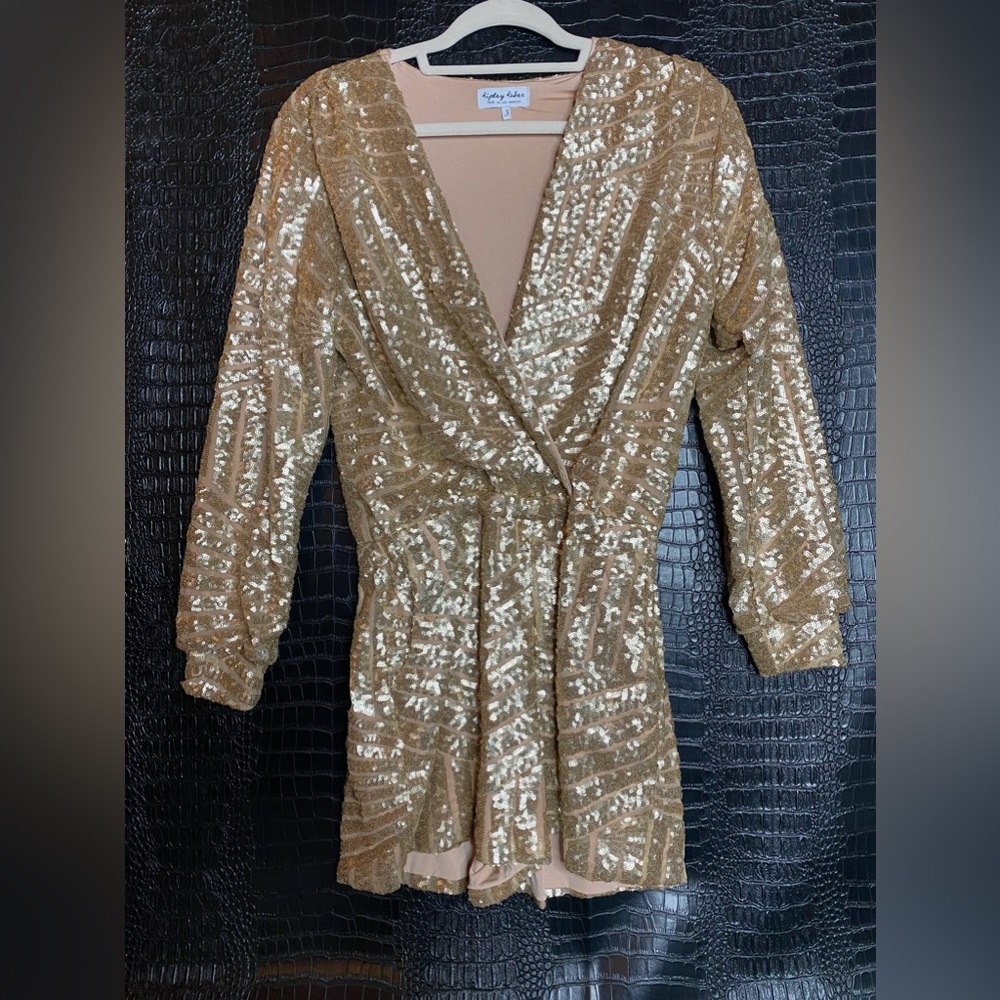 Ripley Rader Gold Sequin Romper